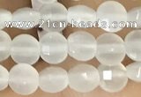 CCB542 15.5 inches 4mm faceted coin white moonstone beads