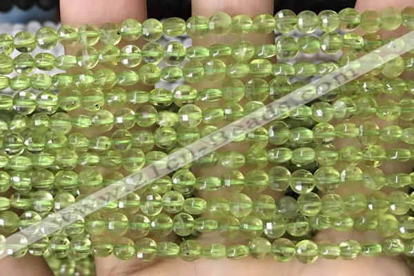 CCB547 15.5 inches 4mm faceted coin peridot gemstone beads
