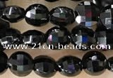 CCB549 15.5 inches 4mm faceted coin black tourmaline beads