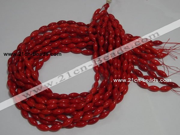 CCB59 15.5 inches 5*12mm rice shape red coral beads Wholesale