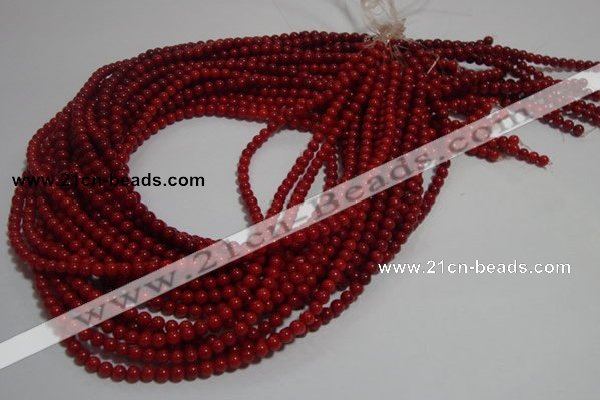 CCB60 15.5 inches 4mm round red coral beads Wholesale