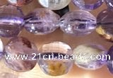 CCB603 15.5 inches 6mm faceted coin purple phantom quartz beads