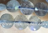 CCB607 15.5 inches 6mm faceted coin labradorite gemstone beads