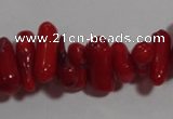 CCB61 15.5 inch 4*11mm irregular branch red coral chip beads