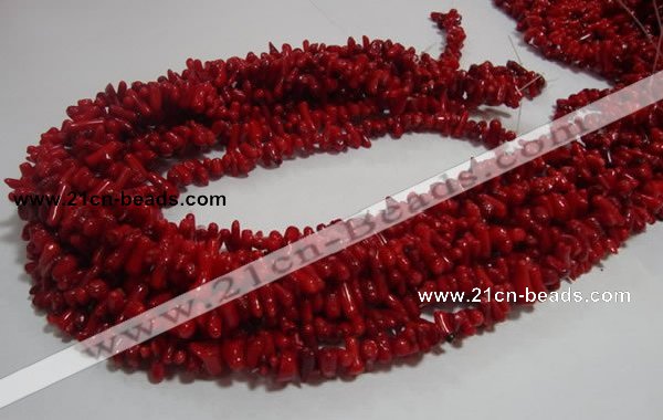 CCB61 15.5 inch 4*11mm irregular branch red coral chip beads