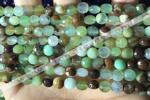 CCB612 15.5 inches 6mm faceted coin Australia chrysoprase beads