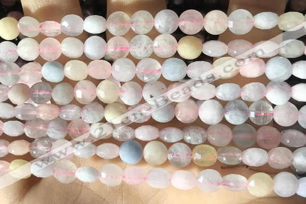 CCB614 15.5 inches 6mm faceted coin morganite gemstone beads