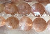 CCB628 15.5 inches 6mm faceted coin natural sunstone gemstone beads