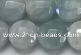 CCB680 15.5 inches 10mm faceted coin aquamarine gemstone beads