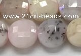 CCB682 15.5 inches 10mm faceted coin pink opal gemstone beads