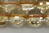 CCB686 15.5 inches 10mm faceted coin citrine gemstone beads