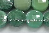 CCB689 15.5 inches 10mm faceted coin grass agate gemstone beads