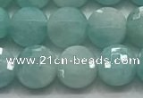 CCB701 15.5 inches 6mm faceted coin amazonite gemstone beads