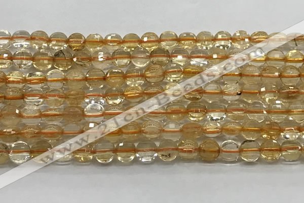 CCB703 15.5 inches 6mm faceted coin citrine gemstone beads