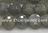 CCB706 15.5 inches 6mm faceted coin labradorite gemstone beads