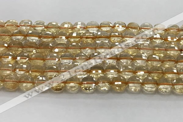 CCB723 15.5 inches 8mm faceted coin citrine gemstone beads