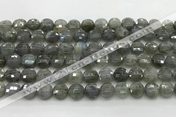 CCB726 15.5 inches 8mm faceted coin labradorite gemstone beads