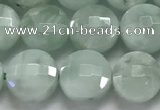 CCB729 15.5 inches 8mm faceted coin green angel skin gemstone beads