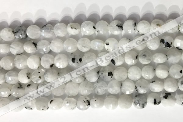 CCB756 15.5 inches 8mm faceted coin white moonstone beads