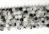 CCB758 15.5 inches 8mm faceted coin black rutilated quartz beads