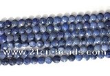 CCB760 15.5 inches 8mm faceted coin blue dumortierite beads
