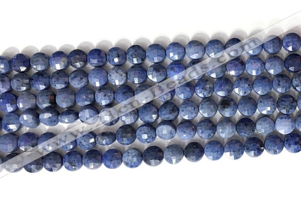 CCB760 15.5 inches 8mm faceted coin blue dumortierite beads