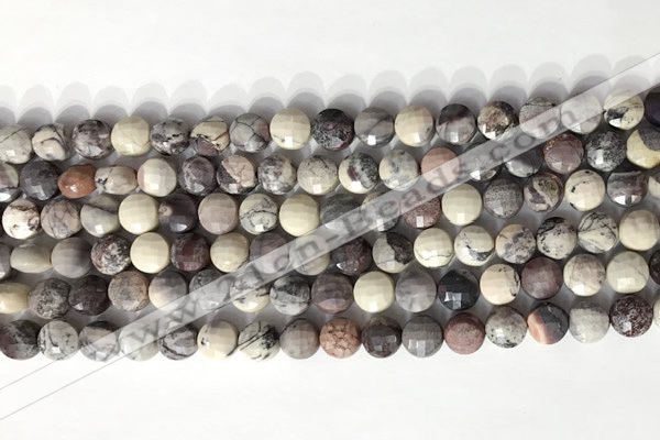 CCB761 15.5 inches 8mm faceted coin purple striped jasper beads