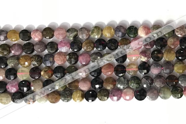 CCB770 15.5 inches 8mm faceted coin tourmaline gemstone beads