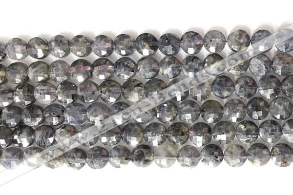 CCB772 15.5 inches 8mm faceted coin iolite gemstone beads