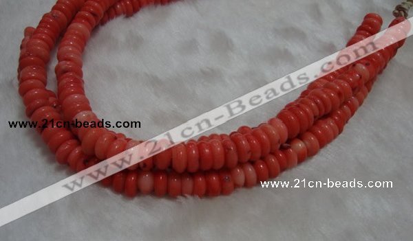 CCB80 15.5 inches 5*9mm roundel pale red coral beads Wholesale