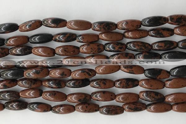 CCB814 15.5 inches 5*12mm rice mahogany obsidian beads wholesale