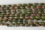 CCB816 15.5 inches 5*12mm rice unakite gemstone beads wholesale