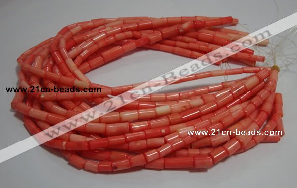 CCB84 15.5 inches 5*10mm column pink coral beads Wholesale