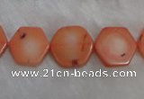 CCB85 15.5 inches 13mm hexagon pink coral beads Wholesale