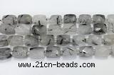 CCB887 11*15mm-12*16mm faceted cuboid black rutilated quartz beads wholesale