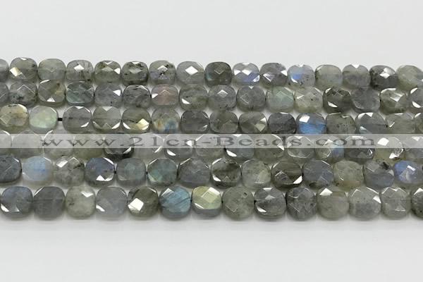 CCB903 15.5 inches 8*8mm faceted square labradorite beads