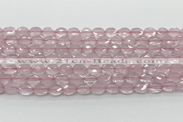 CCB915 15.5 inches 6*8mm faceted oval rose quartz beads