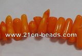 CCB92 15.5 inch 4*11mm irregular branch yellow coral chip beads