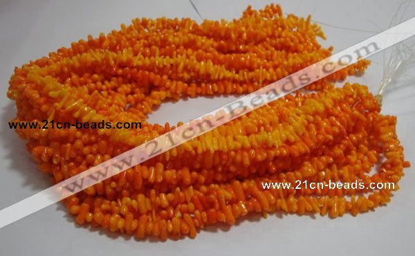 CCB92 15.5 inch 4*11mm irregular branch yellow coral chip beads