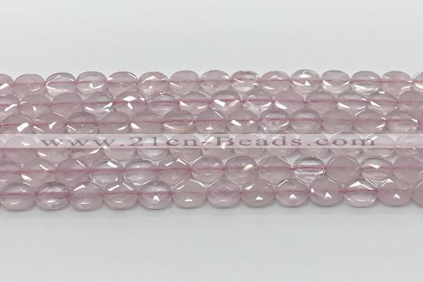 CCB930 15.5 inches 8*10mm faceted oval rose quartz beads