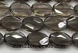 CCB932 15.5 inches 8*10mm faceted oval smoky quartz beads