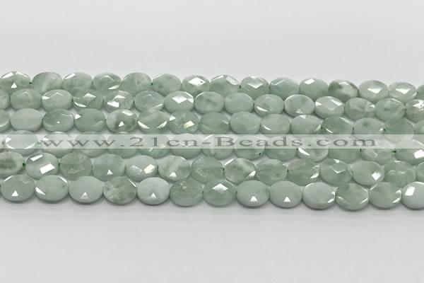 CCB934 15.5 inches 8*10mm faceted oval green angel skin beads