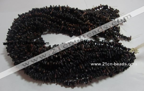 CCB94 15.5 inch 4*11mm irregular branch dark grey coral chip beads