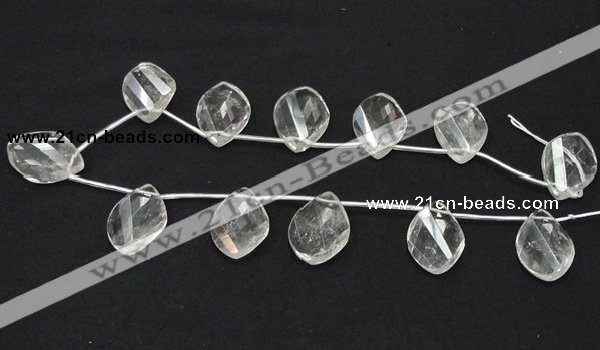 CCC223 20*30mm twisted briolette grade AB natural white crystal beads