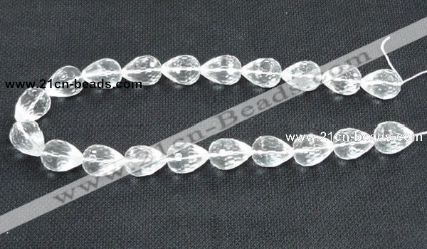 CCC273 7*10mm faceted teardrop grade A natural white crystal beads