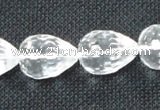 CCC274 8*12mm faceted teardrop grade A natural white crystal beads