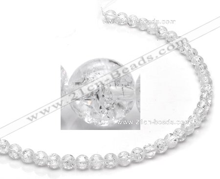 CCC39 15.5 inches 4mm round crackle white crystal beads Wholesale