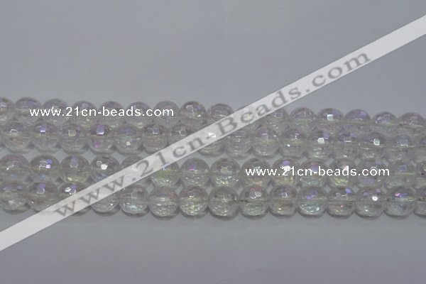 CCC411 15.5 inches 6mm faceted round AB-color white crystal beads