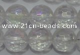 CCC412 15.5 inches 8mm faceted round AB-color white crystal beads