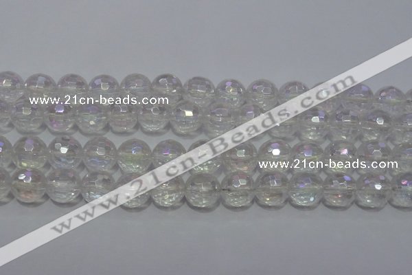 CCC413 15.5 inches 10mm faceted round AB-color white crystal beads